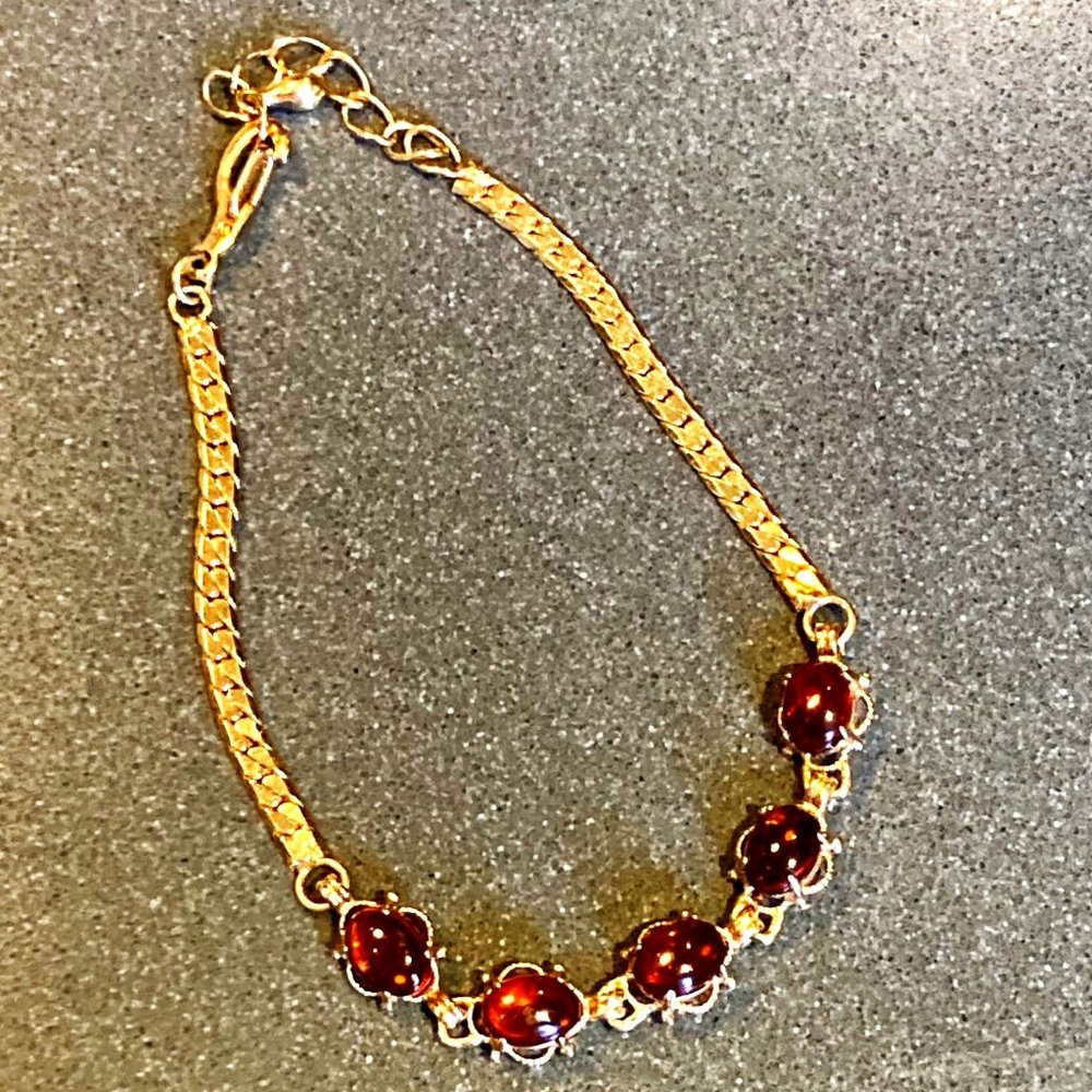 Fabulous faux gold & amber bracelet